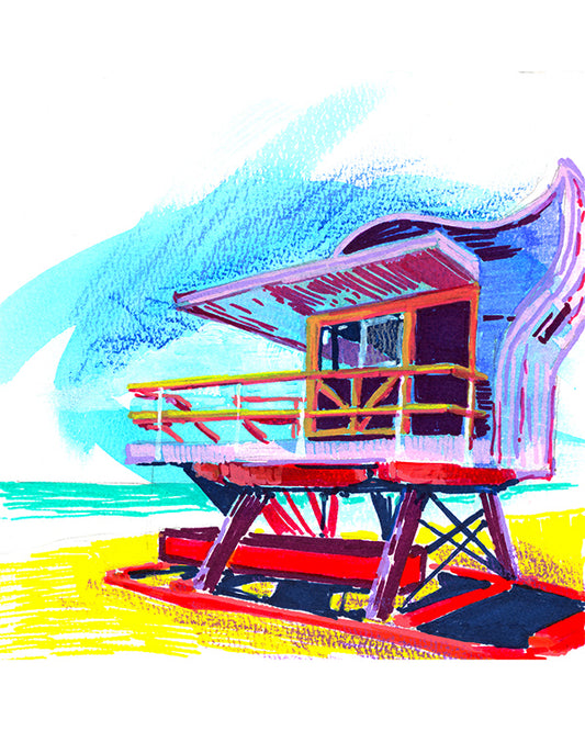 Miami Beach Lifeguard stand Wall Art Print Framed