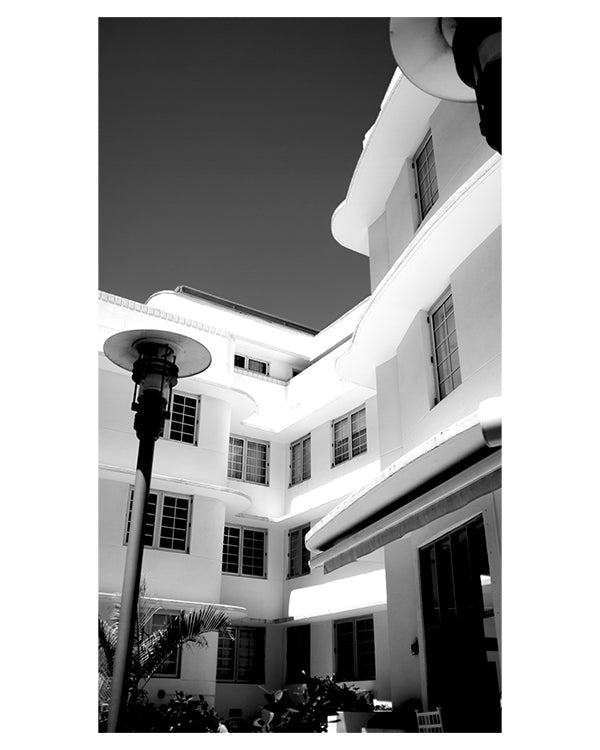 Miami Beach Art Deco Photography Wall Art Print Framed Black and White