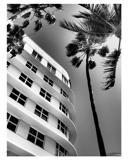 Miami Beach Art Deco Photography Wall Art Print Framed Black and White